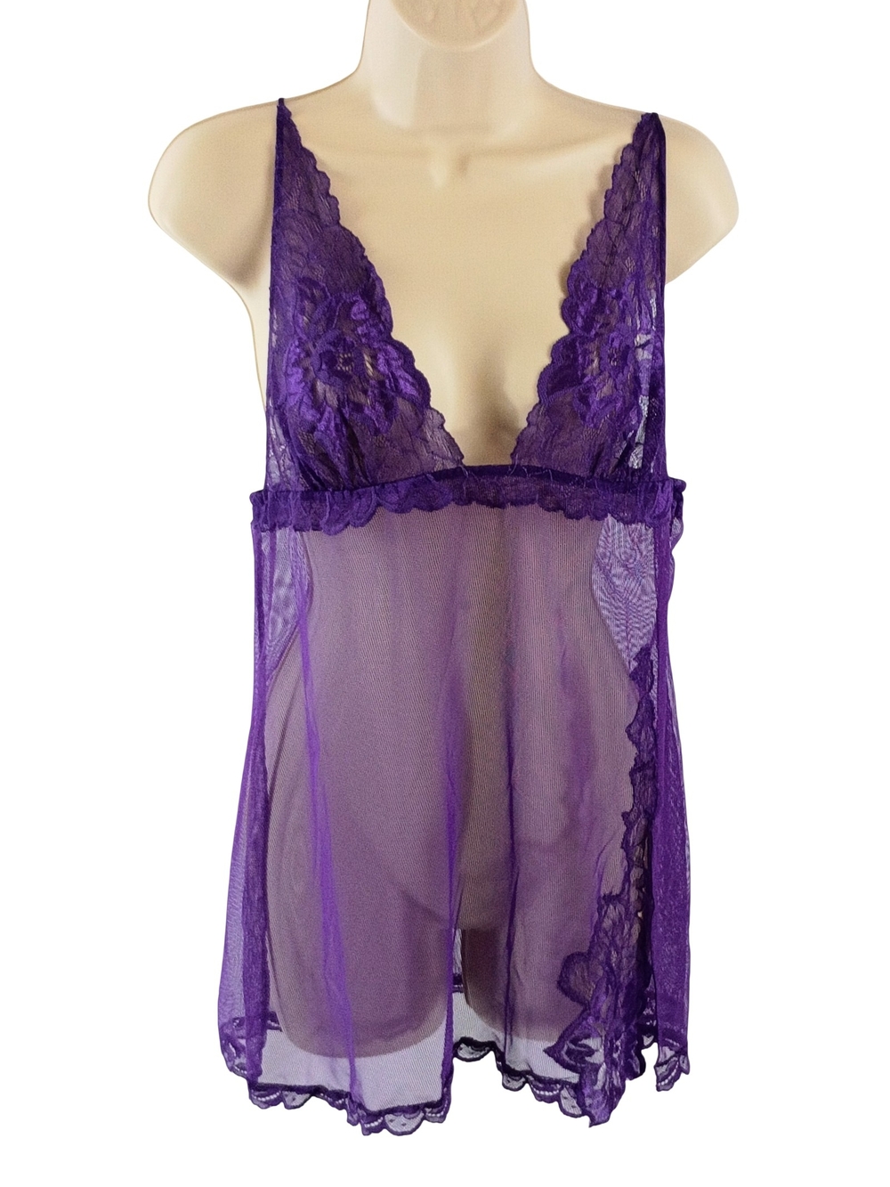 Victoria's Secret Purple Sheer Lace Babydoll Chemise